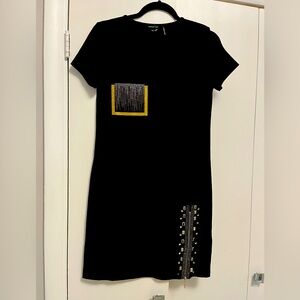 Tricotto New Black Tee Shirt Embellished Dress XS